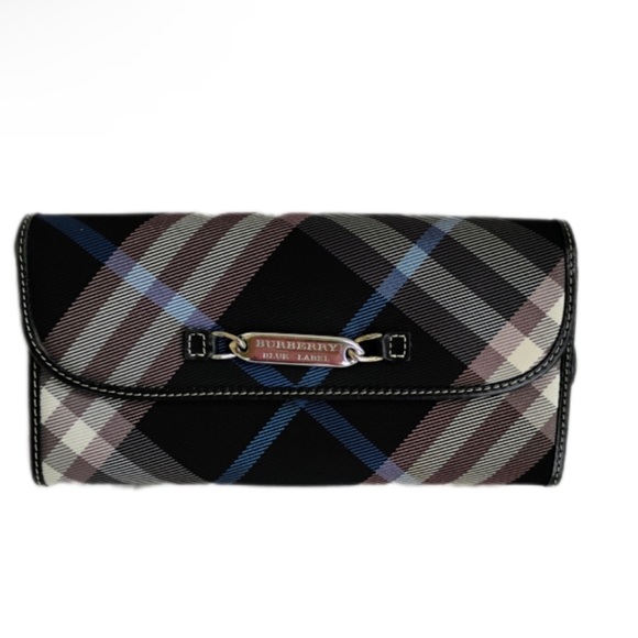EUC Burberry Blue Label Blue Plaid Long Wallet - Picture 1 of 10
